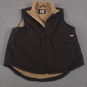 Lee Vest Mens L Brown Bitter Chocolate Sherpa Lined Full Zip Canvas Workwear